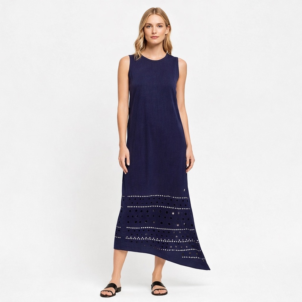 Rebecca Minkoff Linen Resort Dress Size XS Beach Pool Embellished Blue Cruise